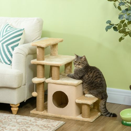 PawHut Dog Steps for Bed 4 Step Pet Stairs Cat House with Detachable Cover