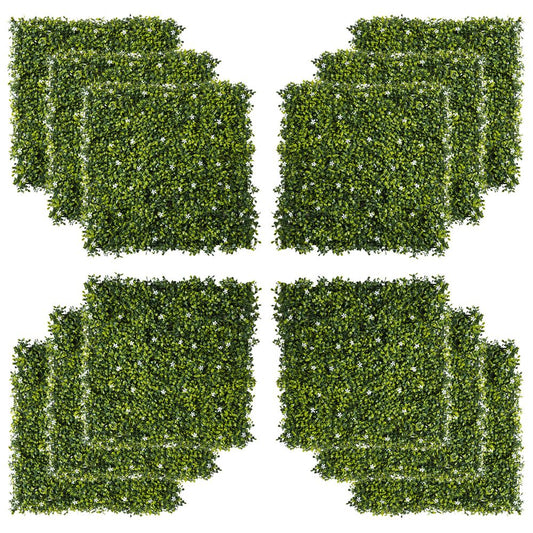 12PCS Artificial Boxwood Wall Panels 20" x 20" Grass Screen Milan Grass - Realistic, Low-Maintenance, Outdoor-Proof