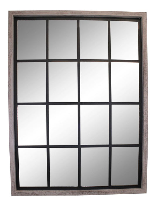 Premium Grey Window Style Wall Mirror - 60x80cm - Best Quality