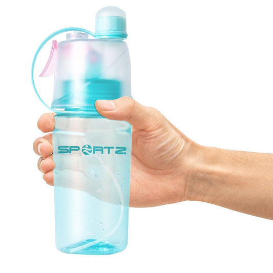 Aquarius Leak Proof Sports Water Bottle - Spray Function, BPA Free, Carry Strap - 400ml (Blue)