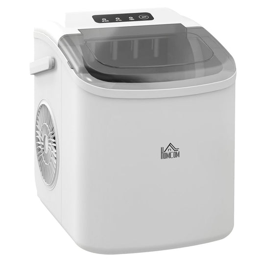 HOMCOM Ice Maker w/ Ice Basket 12Kg in 24 Hrs 9 Cubes Ready in 6-12Mins White
