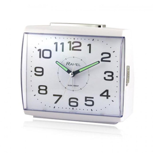 Ravel Large Square Retro Bedside Alarm - Clear Dial, Bold Numbers, Snooze, Silent Sweep, Luminous Hands