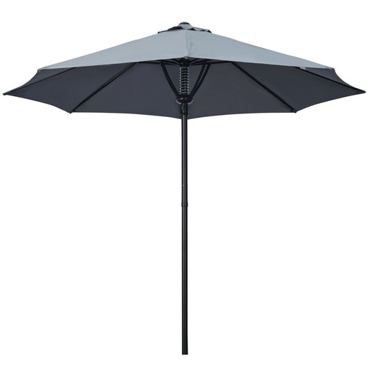 Outsunny Outdoor Table Umbrella - Sun Shade with 8 Ribs, Grey