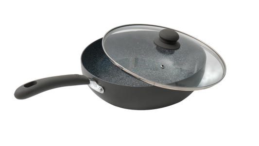 High-quality Durastone Grey 28cm Wok - Non-stick & with Lid