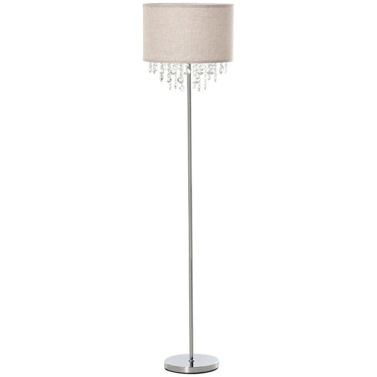 Premium Crystal Pendant Floor Lamp - Modern Steel Design - Silver & Cream - High Quality & Attention to Detail