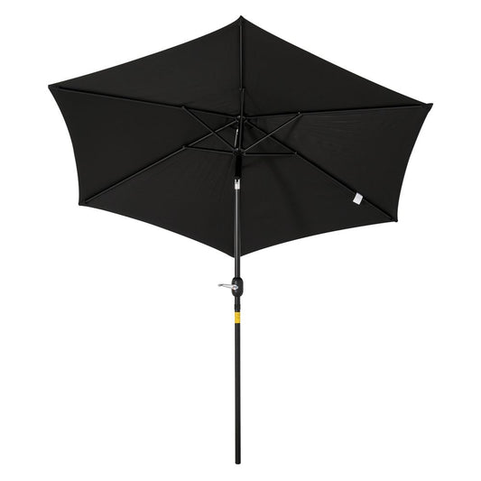 Premium Outsunny 2.7M Patio Umbrella - Sun Shade Garden Parasol - Aluminium - Black