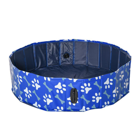 PawHut Foldable Dog Paddling Pool Pet Cat Swimming Pool Indoor/Outdoor Collapsible Bathing Tub Shower Tub Puppy Φ120 × 30H cm L Sized