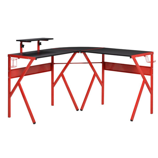 Gaming Desk L-ShapedPC Workstations Monitor Stand 49.25" x 49.25" x 29.5" Red