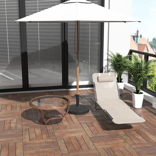 Outsunny Adjustable Sun Bed Garden Lounger Recliner Relaxing Camping Beige