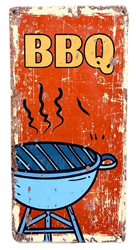 Authentic BBQ Barbeque Metal Wall Sign - Vintage Reproduction for Home or Outdoor Decor