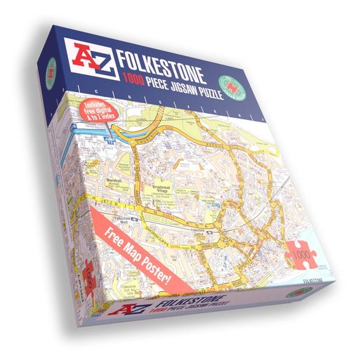 A to Z Map of Folkestone 1000 Piece Jigsaw Puzzle