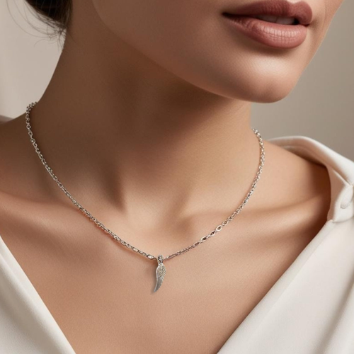 Angel Feather Silver Necklace