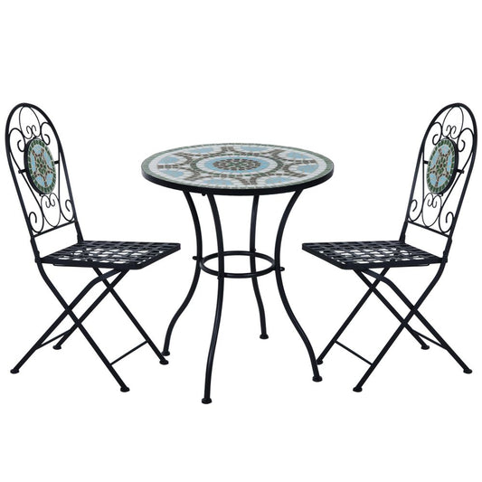 Premium 3pc Bistro Set: Folding Chairs, Patio Furniture, Outdoor - High Quality!