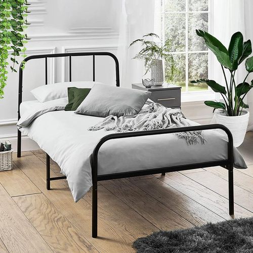 House of Home Black Single Metal Bed Frame Extra Strong with Rounded Headboard