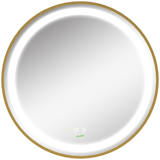 Premium LED Bathroom Mirror Wall Mounted - Round Vanity Mirror, Lights, Time Display, Adjustable Brightness - Best Quality!