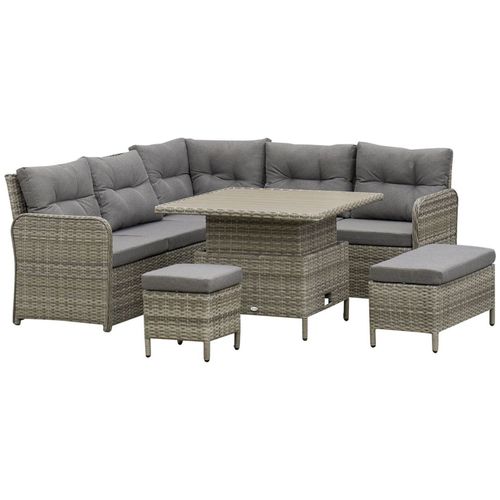 Outsunny 6 PCs Rattan Garden Furniture Sectional Conversation Corner Sofa