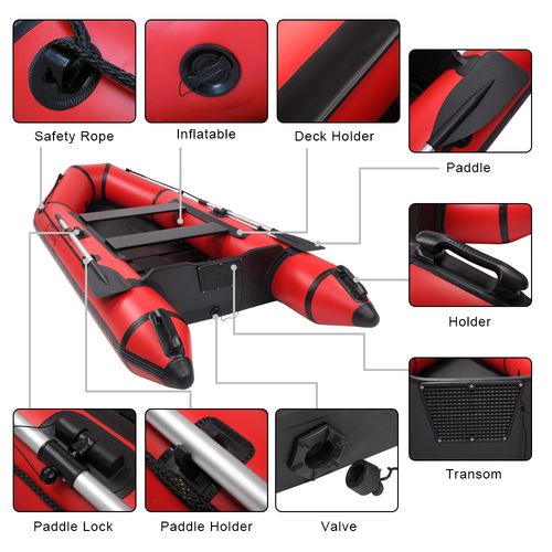 Camping Survivals 10ft PVC 330kg Water Adult Assault Boat Red Black