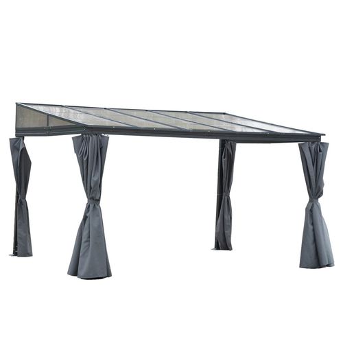 Outdoor Hardtop Pergola Party Tent Garden Waterproof , 4 x 3m, Grey