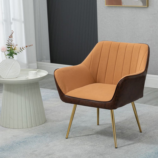 Accent Chairs Velvet Armchairs for Living Room and Bedroom Light Brown HOMCOM