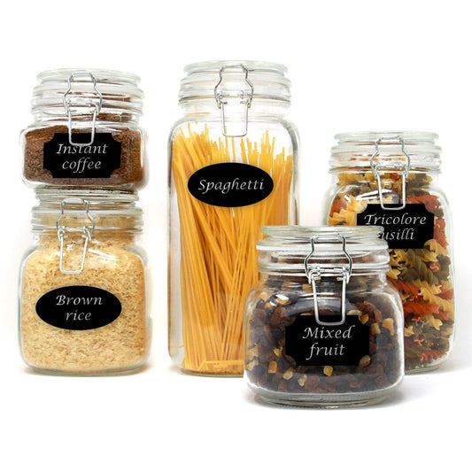 Organize and Preserve with Clip-Top Glass Storage Jars - Set of 5 | M&W