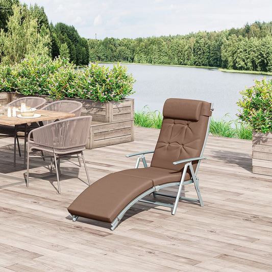 Premium Steel Outdoor Garden Sun Lounger - Comfy & Durable - Brown