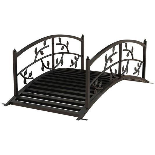Outsunny 1.2M Classic Arch Bridge for Ponds, Creeks, Streams - Elegant Black Design