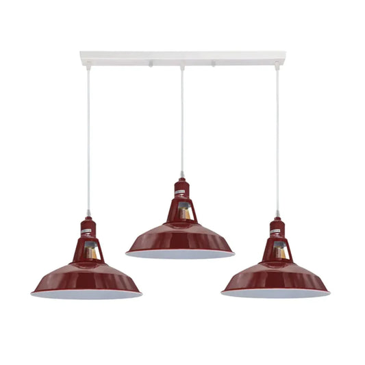 Industrial Vintage Loft Kitchen Bar 3 Lights Fittings Ceiling Lights Chandelier Barn-slotted Metal Light Shade