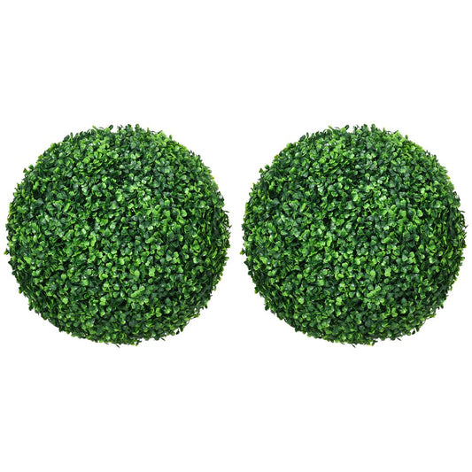 HOMCOM Set of 2 Artificial Topiary Balls Indoor Outdoor Faux Boxwood Balls