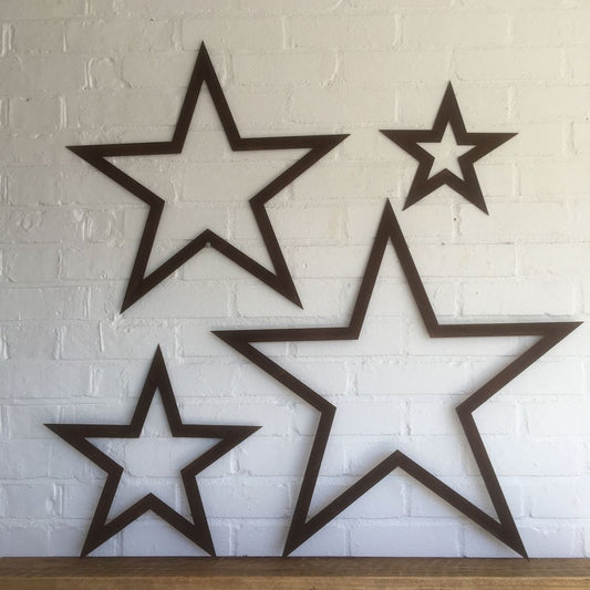 Rusty Metal Stars - Vintage Barn Decor - Rustic Garden Feature - Set of 4 - Best Quality!