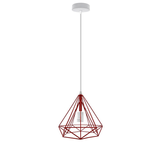 Vintage Industrial Red Cage Pendant Lamp - Vintage/Retro Style, E27 Base, Metal, 60W Max, Indoor Use