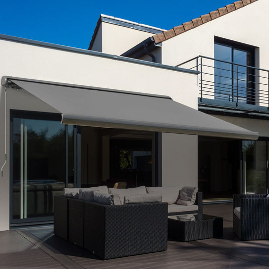 Retractable Sunshade: Electric & Manual Awning Door Window - Grey