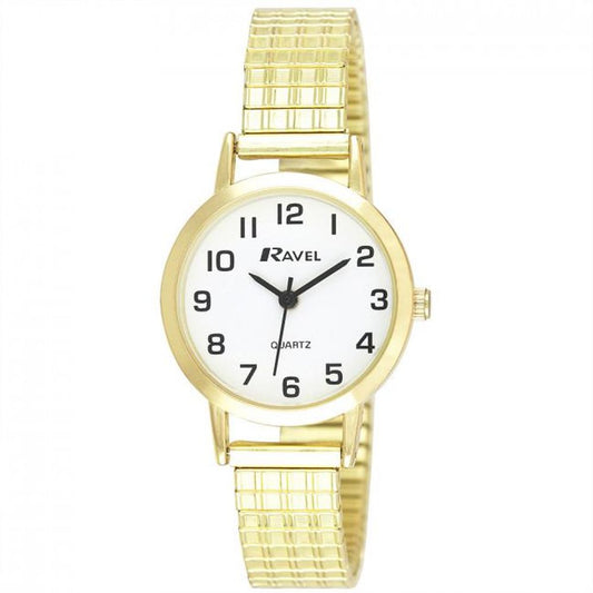 Ravel Ladies Gold White Dial Watch - Premium Quality, Classic Style, Expander Bracelet