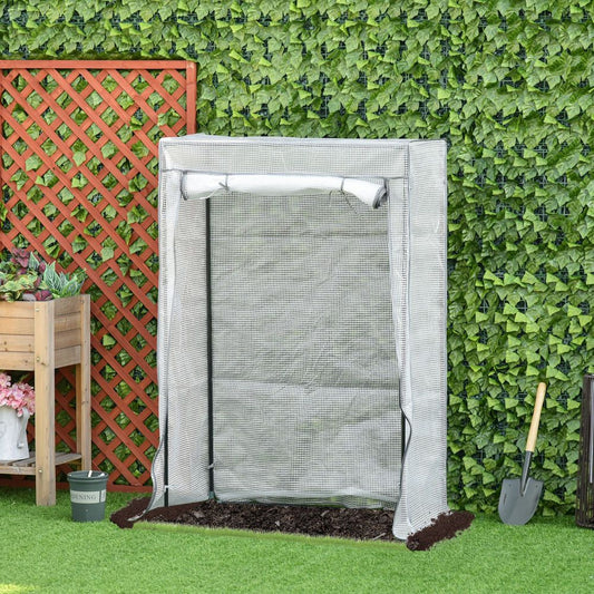 Outsunny Mini Greenhouse - Steel Frame, PE Cover, Roll-up Door - 100 x 50 x 150cm
