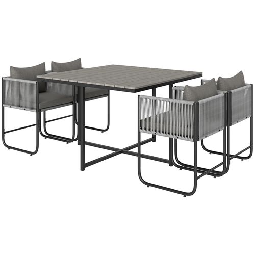 Outsunny Rattan Dining Set, Rattan Cube Dining Sets w/ Space-saving Design