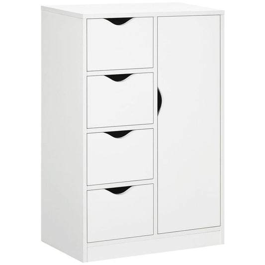 Modern Storage Cabinet Organizer with 4 Drawers and 1 Shelf, White