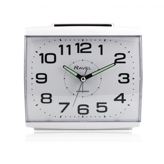 Ravel Large Square Retro Bedside Alarm - Clear Dial, Bold Numbers, Snooze, Silent Sweep, Luminous Hands