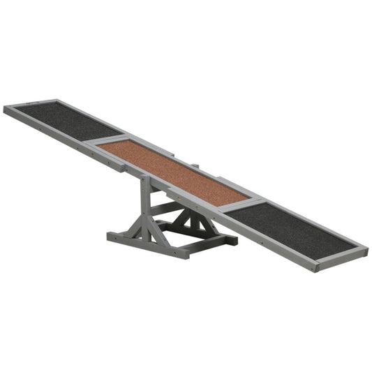 Wooden Dog Agility Seesaw (Grey, Brown, Black) 70.75" L x 11.75" W x 11.75" H