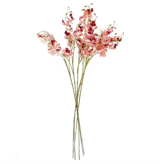 Pack of 6 x 80cm Pink Artificial Mini Orchid Stem