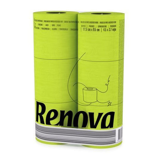 Renova [6 Rolls Green] 3 Ply Soft Colour Toilet Loo Bathroom Tissue Paper Rolls