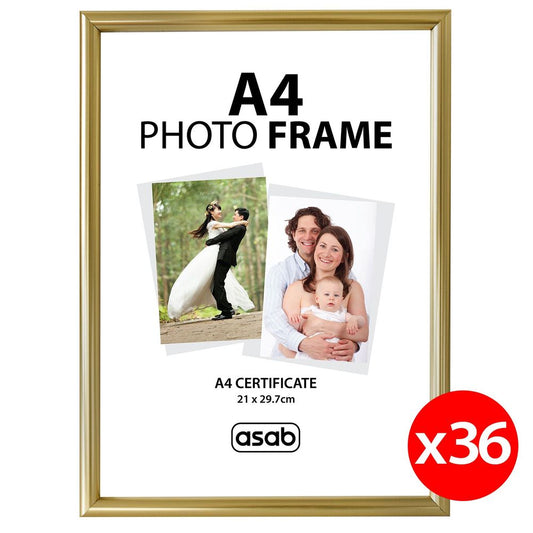 A4 Photo Frame GOLD | Table/Wall Mount | Sturdy Material | Holds A4 Size | 3 Colors | 1/4/12/24/36 pack