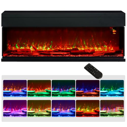 HOMCOM 127cm Electric Fireplace Recessed, Insert, Wall Mount, Freestanding