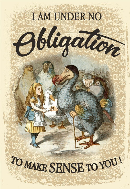 Vintage Alice In Wonderland Metal Sign - Obligation