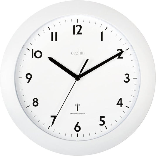 Acctim Cadiz RC Wall Clock 25.5cm White - Accurate, Energy Efficient, Clear Dial