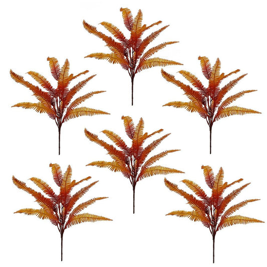 6 x 55cm Artificial Autumn Fern Bush Plant