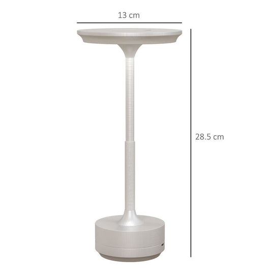 HOMCOM LED Cordless Table Lamp with Battery Operated for Bedroom, Silver