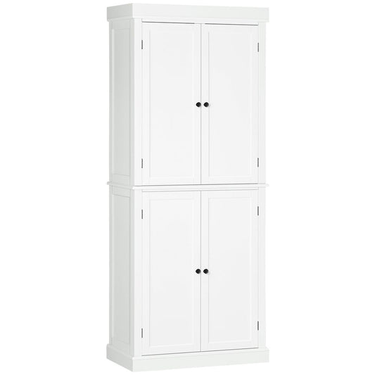 Freestanding Kitchen Cupboard, 6-Tier Cabinet Organizer w/ 4 Adjustable, White