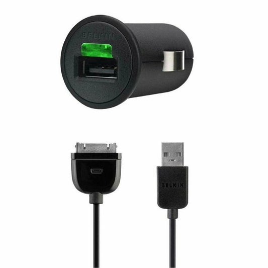 Belkin Car Charger Adapter + 30 Pin Charge Cable - 2100mAh - Black - Universal