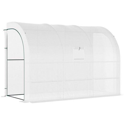 Premium 6-Tier Greenhouse - Ideal for Home Gardening - Weatherproof PE Cover - Ventilated Windows - White