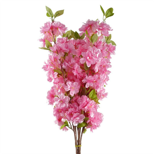 Premium 6-Piece 100cm Pink Artificial Blossom Stems - High-Quality Silk Flowers & Leaves for Elegant Arrangements