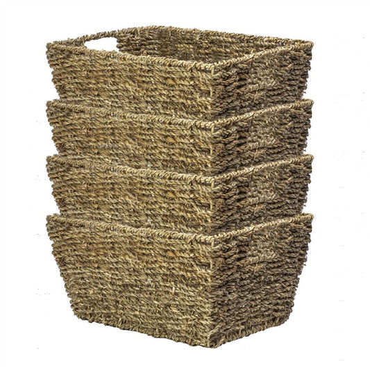 Premium Seagrass Storage Basket Set - Elegant & Eco-Friendly | 4-Pack